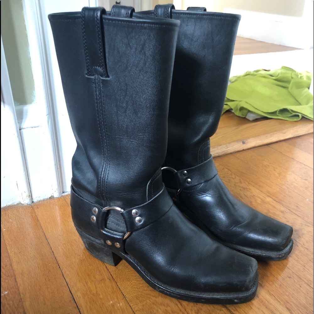 black Frye harness boots
